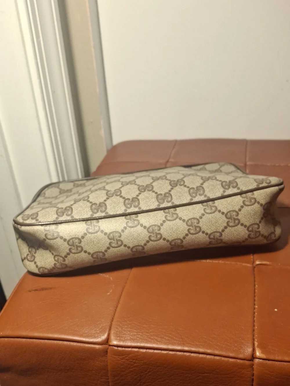 Gucci Beige and Brown GG Supreme Toiletry Pouch